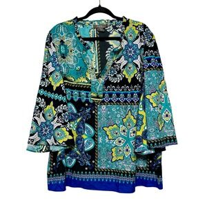 Olivia &‎ Martin Boho Patchwork Tunic Top Womens Size 3X Maximalist Artsy Chic